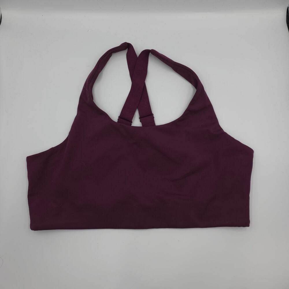 Girlfriend Collective Simone Cross-Back Sports Bra in Plum Size XL